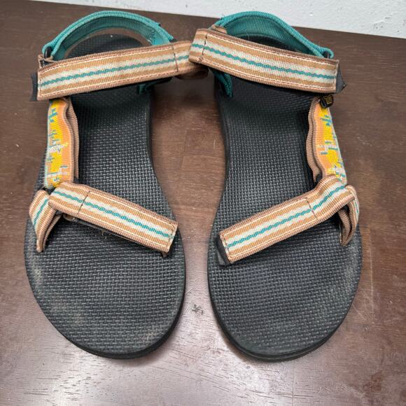 Teva Original Universal Strap Sandals Brown Teal Pattern Men’s 7 / Women’s 9 - Picture 1 of 6